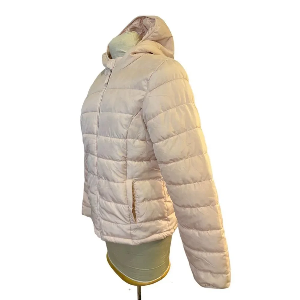 Aeropostle Puffer Coat Girls Sz. L Full Zip Hood Pink Recycled Fill